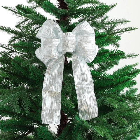 Weihnachtsbaumspitze Schleife Glitzer Metallic Stoff Drahtkante Feiertag Party Dekoration DIY Hängendes Ornament