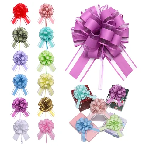 Gift Pull Bow Ribbon Large Solid Color Snow Gauze Flower For Wedding Car Decoration Holiday Packaging Accessory