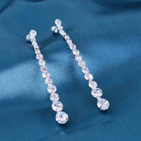 925 Sterlingsilber Ohrstecker-Stift Legierung Strass Lange Quasten Ohrhänger Für Damen Eleganter Mode Schmuck