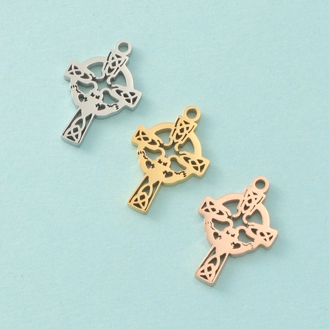 Ciondoli Croce Celtica Acciaio Inossidabile 304 Svuotato Totem DIY Creazione Gioielli Accessori Stile Vintage Charms