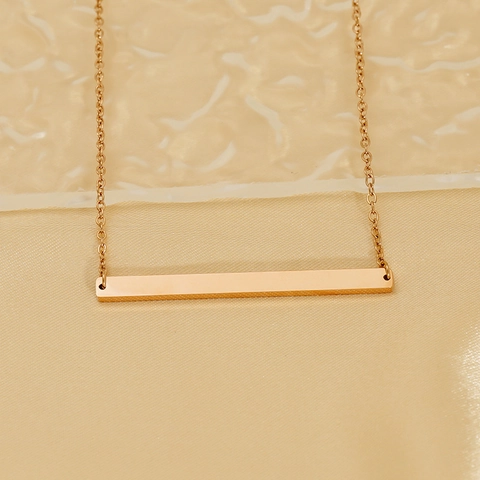 Minimalist Horizontal Bar Necklace Stainless Steel 18K Gold Plated High Polish Geometric Fashion Jewelry For Women