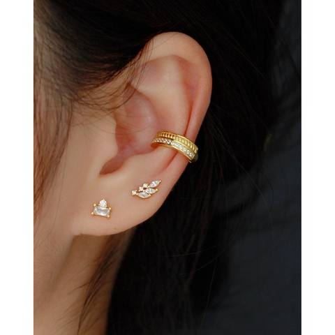 925 Sterling Silver Stud Earrings With Zircon Flower Leaf Cluster Marquise Round Cut Elegant Minimalist Jewelry For Women