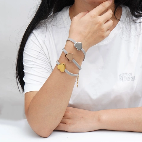 Bracciale A Maglia Stile Orologio In Acciaio Inossidabile Forma Cuore Per Donna Placcato Oro 18K Regolabile Gioielli Moda