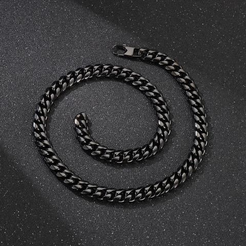 Collar De Cadena Cubana Acero Inoxidable 316L Simple Hiphop Punk Joyería Para Hombres Con Cierre De Langosta