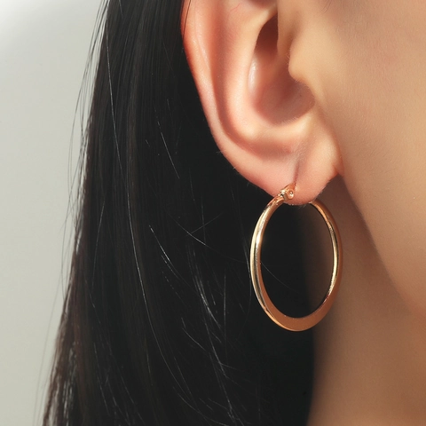 Pendientes De Aro De Acero Inoxidable Para Mujer Círculos Grandes Exagerados Pulidos Joyería De Moda Estilo Punk Hip Hop