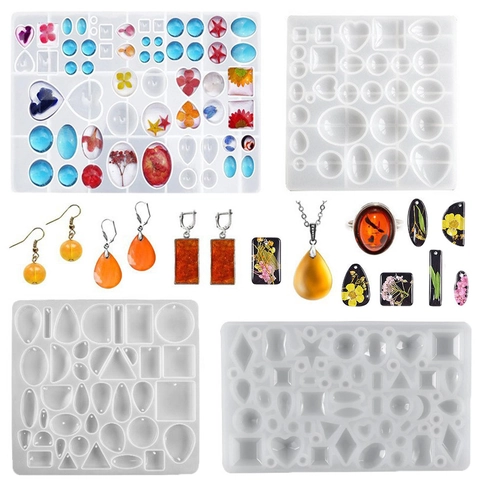 Silicone Mold Alloy Accessories For DIY Pendants Earrings Keychains Leather Cord Necklaces Clear Resin Geometry Shapes