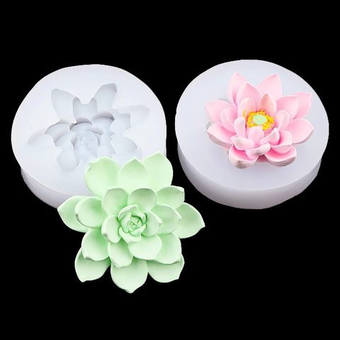 3D Lotus Flower Succulent Silicone Mold Realistic Floral Shape DIY Handmade Soap Candle Chocolate Fondant Cake Decorating