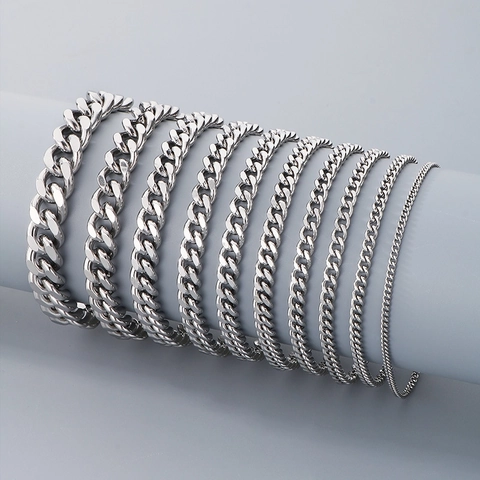 Cubaanse Schakelketting Armband Roestvrij Staal Gepolijst Sieraad Voor Heren Dames Minimalistische Mode Accessoire