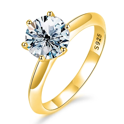GRA Zertifiziert 925 Sterlingsilber 6-Krallen Moissanit Ring Für Damen Farbe D Rundschliff Hochzeit Verlobung Mode Ring
