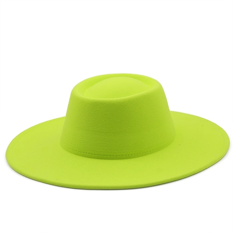 Retro Wide Brim Boater Hat Flat Top Solid Color Polyester Felt Fedora For Men Women Fashion Outdoor Autumn Winter