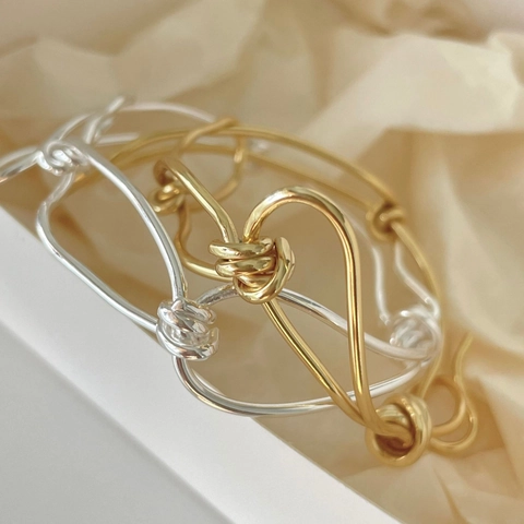 925 Sterling Silver Knot Bracelet Woven Twist Bangle 18K Gold Plated Minimalist Chic Fashion Jewelry For Women Polished Style