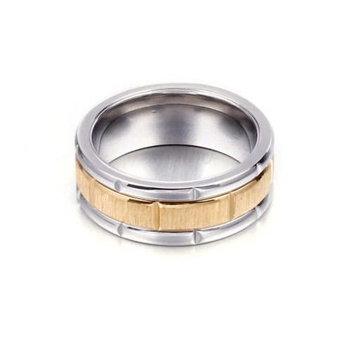 Edelstahlring Zweifarbig Schwarz Gold Silber Band Gebürstete Oberfläche Industrieller Moderner Schmuck Für Herren Damen