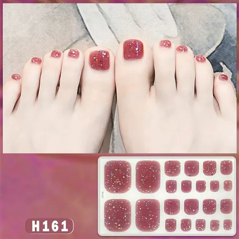 Toe Nail Stickers 3D Rhinestone Waterproof Self Adhesive Full Wrap Floral Glitter Design DIY Manicure For Women