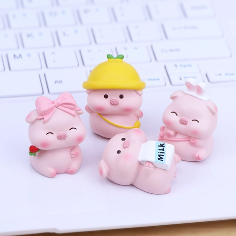 Mini Rosa Schweinchen Figuren Harz Cartoon Schwein Ornamente Für Schreibtisch Auto Armaturenbrett Büro Dekoration Süße Tierstatuen