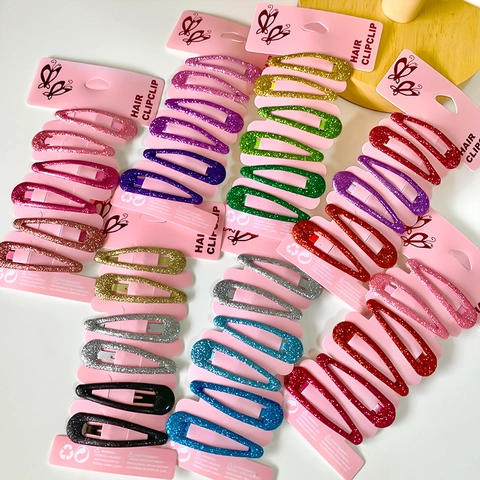 Barrettes À Cheveux Snap Pour Filles Paillettes Métal Forme Goutte D'eau Accessoires Colorés Doux Pour Enfants Tout-Petits Quotidien Fête Tenue Sécurisée