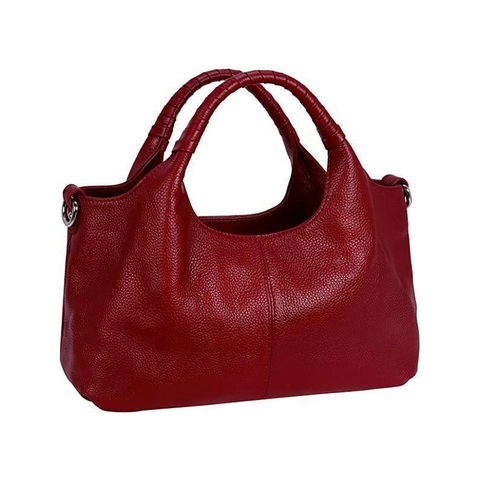 Women PU Leather Boston Bag Lychee Texture Large Capacity Handbag Crossbody Shoulder Bag With Woven Handle Fashion Commuting