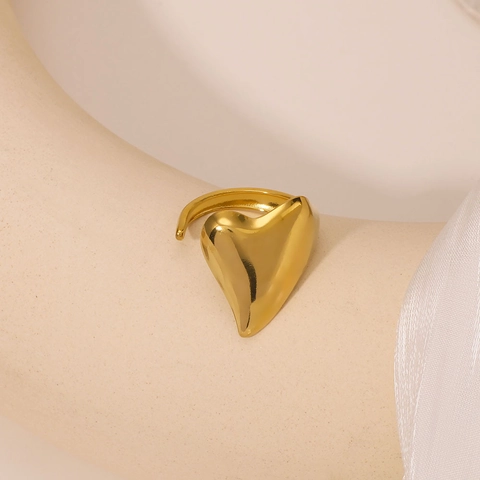 Herz Offener Ring Edelstahl Verstellbar Glatt Poliert Minimalistischer Modeschmuck Für Frauen Mädchen Hypoallergen