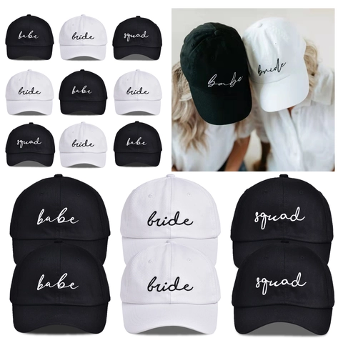 Embroidered Bride Babe Squad Baseball Cap Cotton Polyester Sun Hat For Wedding Party Bachelorette Outdoor Women