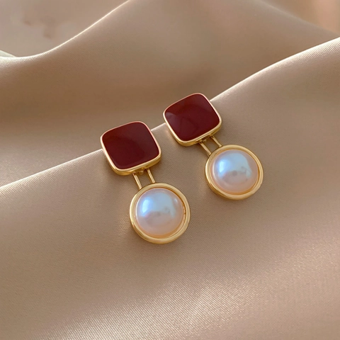 Artificial Pearl Earrings Alloy Rhinestone Flower Butterfly Geometry French Retro Women With 925 Sterling Silver Earring Post