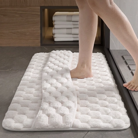 Tappeto Bagno In Memory Foam Antiscivolo Super Assorbente Asciugatura Rapida Con Texture 3D Morbido Lavabile