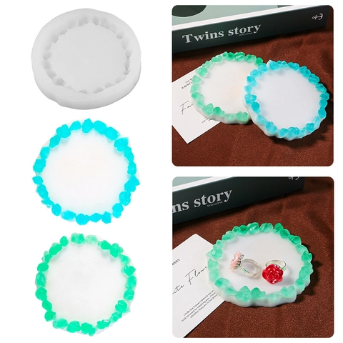 Moule En Silicone Pour Bricolage Résine Cristal Cluster Dessous De Verre Tapis De Tasse Rond Outil De Moulage À La Main