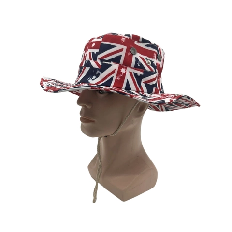 Britische UK Flagge Druck Fischerhut Polyester Sonnenschutz Boonie Hut Mit Verstellbarem Kordelzug Für Outdoor Reise Herren Damen