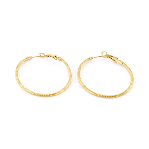 Stainless Steel Twisted Hoop Earrings Large Spiral Texture Geometric Fashion Jewelry For Women