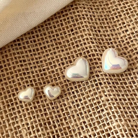 Pendientes De Perlas Artificiales De Corazón Con Poste De Plata De Ley 925 Brillo Irisado Estilo Dulce Elegante Para Mujer