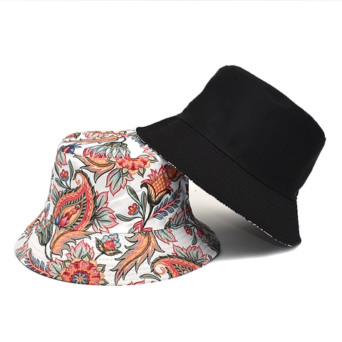 Chapeau Bob À Imprimé Floral Paisley Réversible Protection Solaire Polyester Style Ethnique Rétro Unisexe