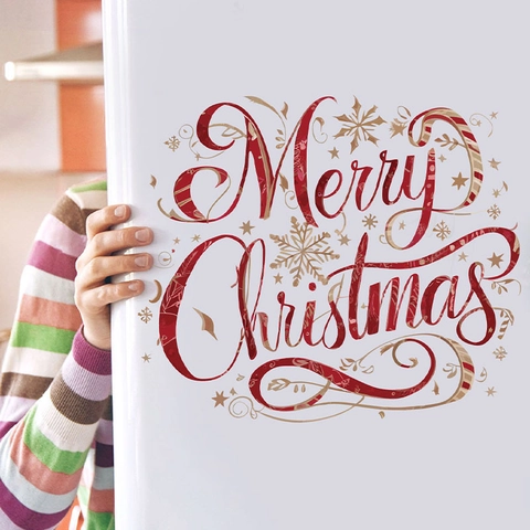 Christmas Wall Stickers PVC Self Adhesive Merry Christmas Letter Snowflake Rabbit Bird Pattern For Window Door Decor