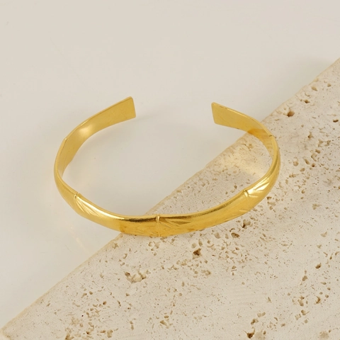 Open Armring Bamboeknoop 18K Verguld Roestvrij Staal Verstelbaar Minimalistisch Retro C Vorm Armband Voor Vrouwen