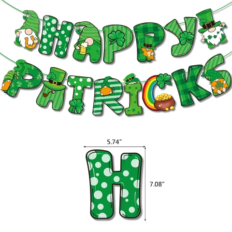 Decorazioni per Feste del Giorno di San Patrizio Happy St. Patrick's Day Banner Trifoglio Gnomo Cake Topper Articoli Festa