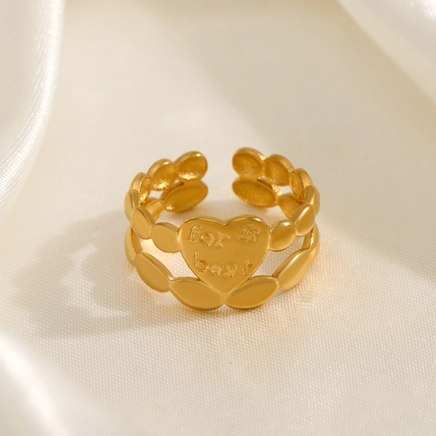 Anillo De Corazón De Acero Inoxidable Para Mujer Con Grabado For Best Doble Capa Ajustable Joyería De Moda