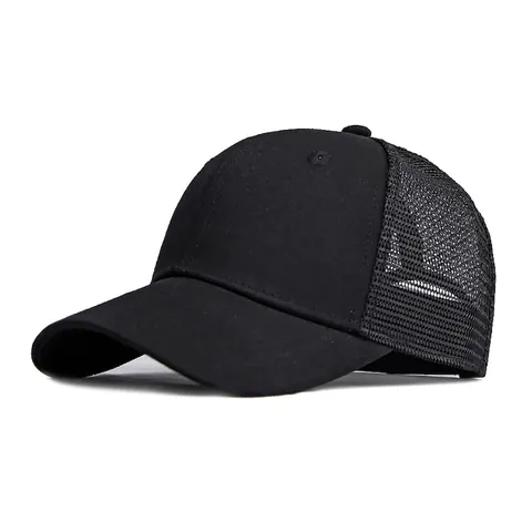 Unisex Trucker Hat Mesh Back Baseball Cap Breathable Sun Protection Adjustable Outdoor Casual Peaked Hat