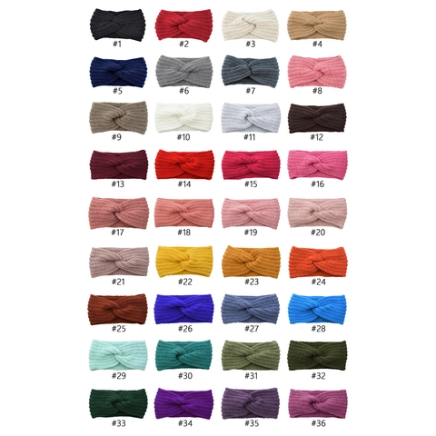 Knitted Twist Knot Headband For Women Winter Warm Yarn Elastic Cross Crochet Hair Band Ear Warmer Solid Color Accessory