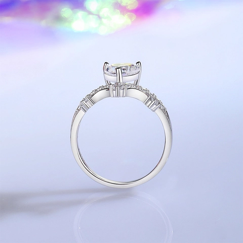 Anello Corona a Cuore in Argento Sterling S925 per Donna Lussuoso Zirconia Intarsiato Matrimonio Fidanzamento Anello Elegante Moda Gioielli