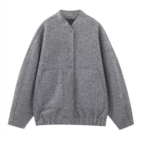 Chaqueta De Forro Polar Para Mujer Cuello Alto Cremallera Cálida Casual Sobredimensionada Ropa De Abrigo Con Bolsillos Grandes