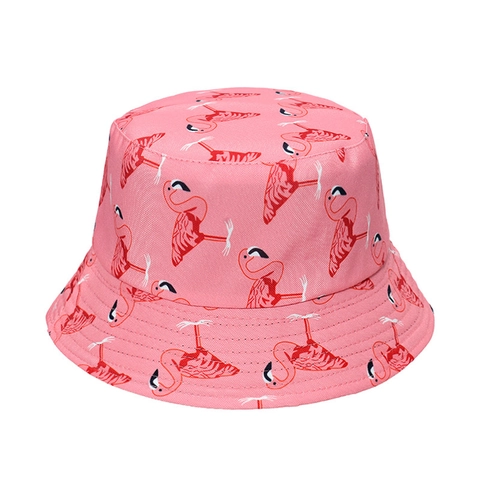 Flamingo Print Fischerhut Baumwolle Sonnenschutz Sommer Strand Doppelseitig Tragbar Mode Für Damen Herren
