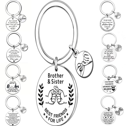 Sentimental Gravierter Edelstahl Rund Anhänger Schlüsselanhänger Inspirierender Slogan Für Damen Herren Vater Mutter Tag Geschenk