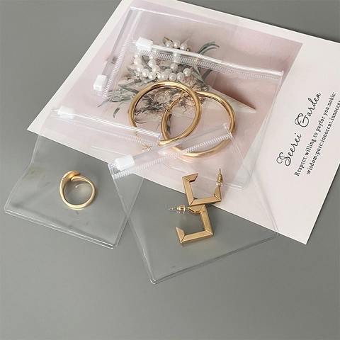 Jewelry Storage Bags Transparent PVC Anti-Oxidation Slide Zipper Closure Resealable Clear Packaging Earring Necklace