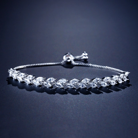 Dames Mode Tarwe Aar Blad Koper Zirkonia Armband Verstelbare Bolo Sluiting Elegante Sieraden Voor Dagelijks Gebruik