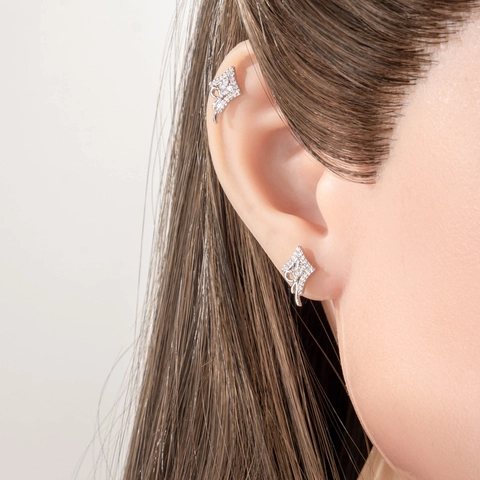 Zircon Diamond Kite Bow Cartilage Stud Earring With Titanium Steel Earring Post Threaded Screw Back Piercing Jewelry