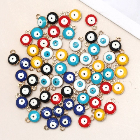 Böser Blick Charms Legierung Emaille Runde Tropföl Anhänger Für DIY Schmuckherstellung Halskette Armband Basteln Bunter Schutz