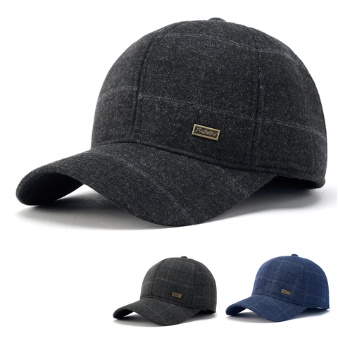 Cappellino Da Baseball Invernale Da Uomo In Calda Lana Con Protezione Per Le Orecchie Motivo Scozzese Regolabile Per Esterno