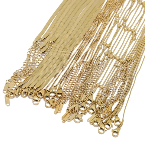 Unisex Stainless Steel Snake Bone Chain Choker Necklace Hip Hop Gold Plated Multi Layer Bead Jewelry Gifts For Men Women