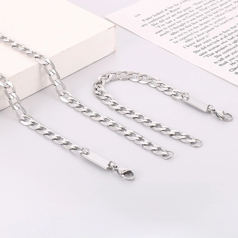 Cuban Link Ketting Met Blanco ID Plaat Roestvrij Staal Hip Hop Punk Stijl Sieraden Voor Heren En Dames