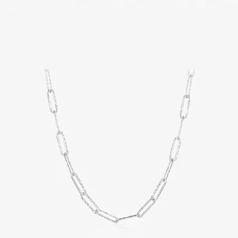 Collana A Catena Graffetta Martellata Argento Sterling 925 Gioielli Minimalisti Strutturati Irregolari Per Donne