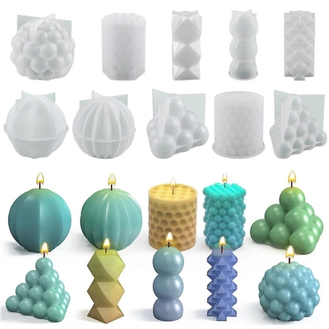 Moule En Silicone Pour Bougie DIY Forme Géométrique Bulle Lanterne Cube Rayé Artisanat Coulage De Résine Décoration Moderne