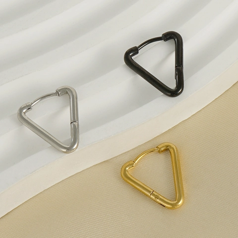 Pendientes De Aro Triangulares De Acero Inoxidable Estilo Punk Geométrico Joyas De Moda Para Hombres Y Mujeres