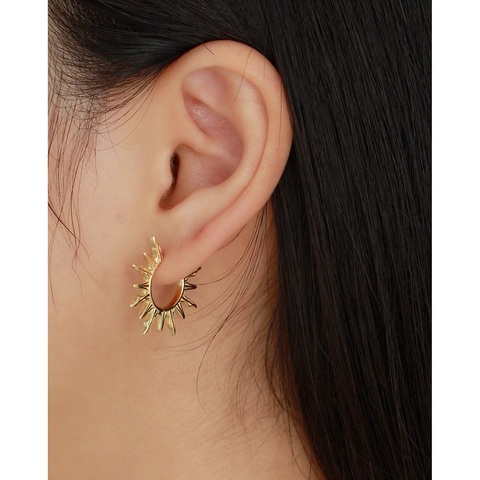 925 Sterling Zilveren Hoop Oorbellen Met Zonnestraal Ontwerp Geometrische Niche Sieraden Voor Dames Dagelijks Gebruik